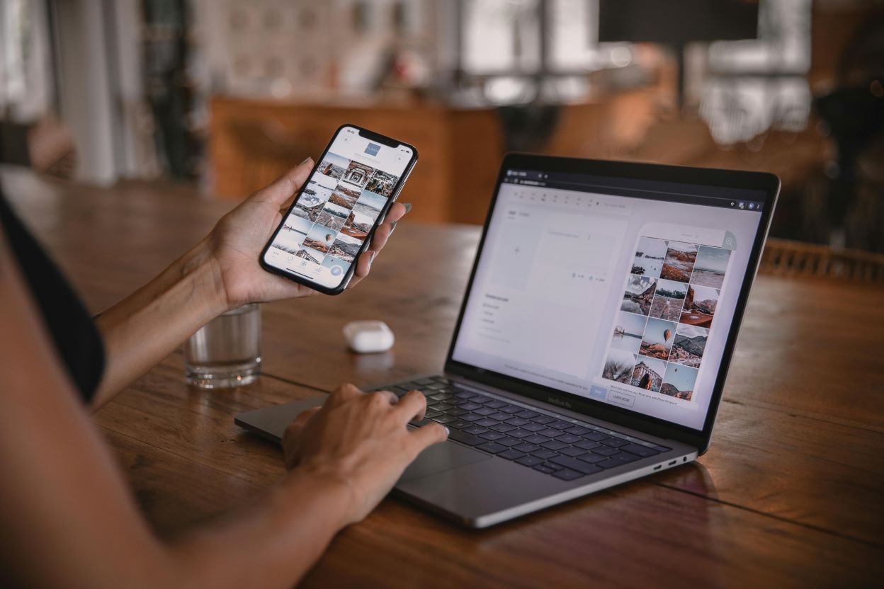 mobile and laptop